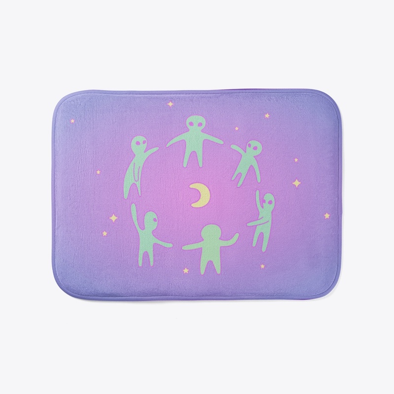 Aliens Abducting The Moon Bath Mat
