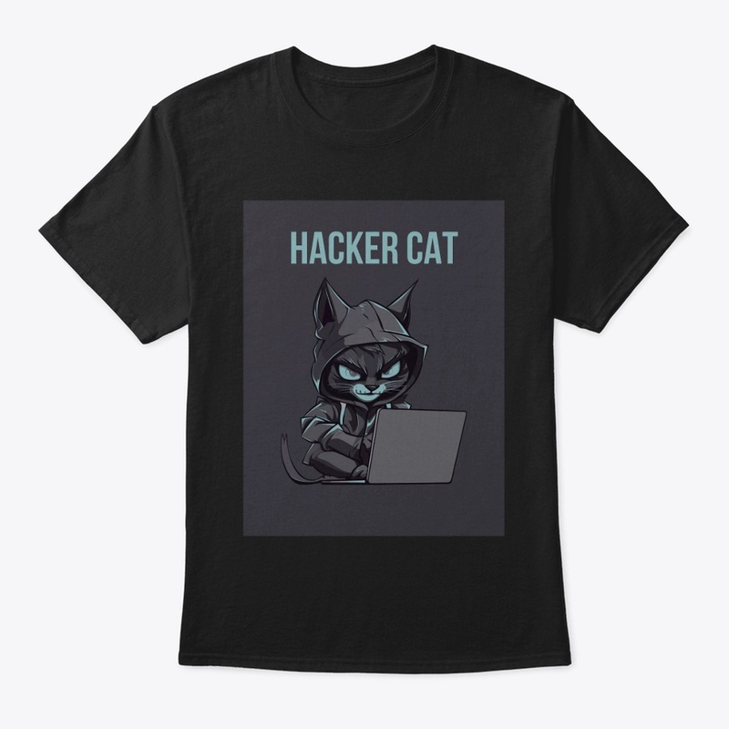 Hacker cat t-shirt black