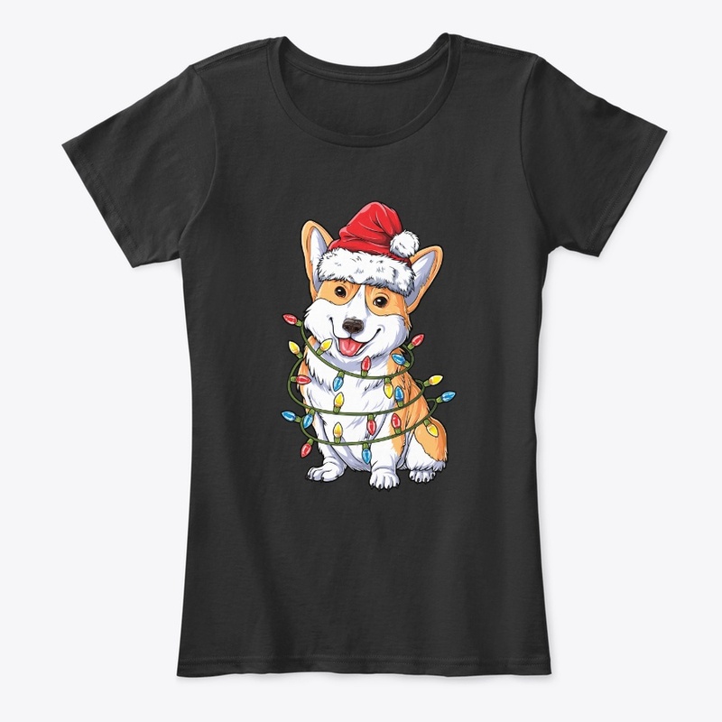 Corgi Santa Hat Xmas Lights Christmas
