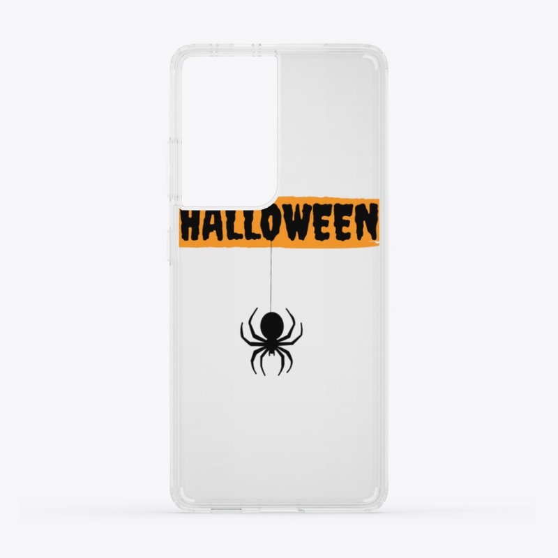 Halloween text and spider design 