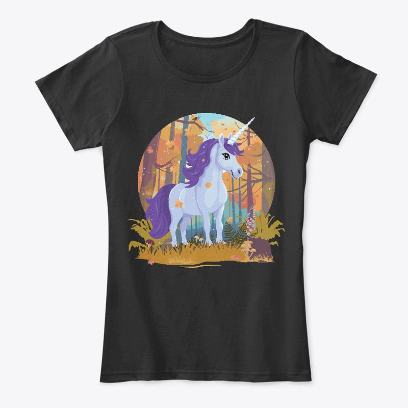 cute unicorn in a fall landscape