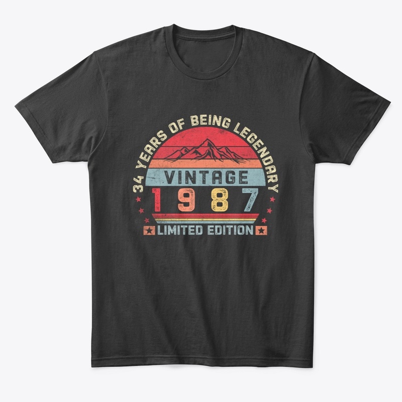 34 Years Old Retro 1987 Birthday Vintage