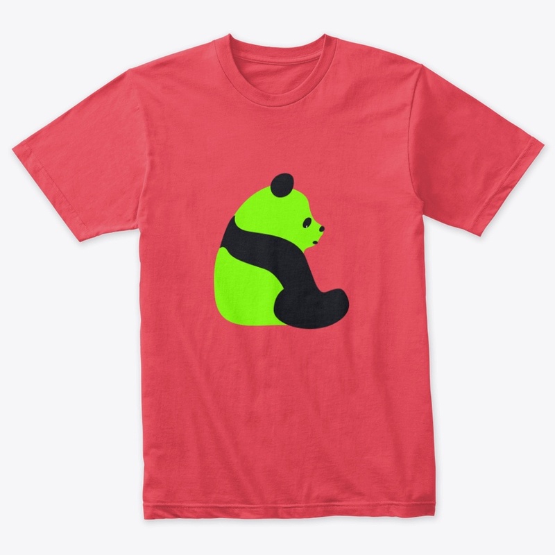 Neon Green Sitting Panda  Black Features