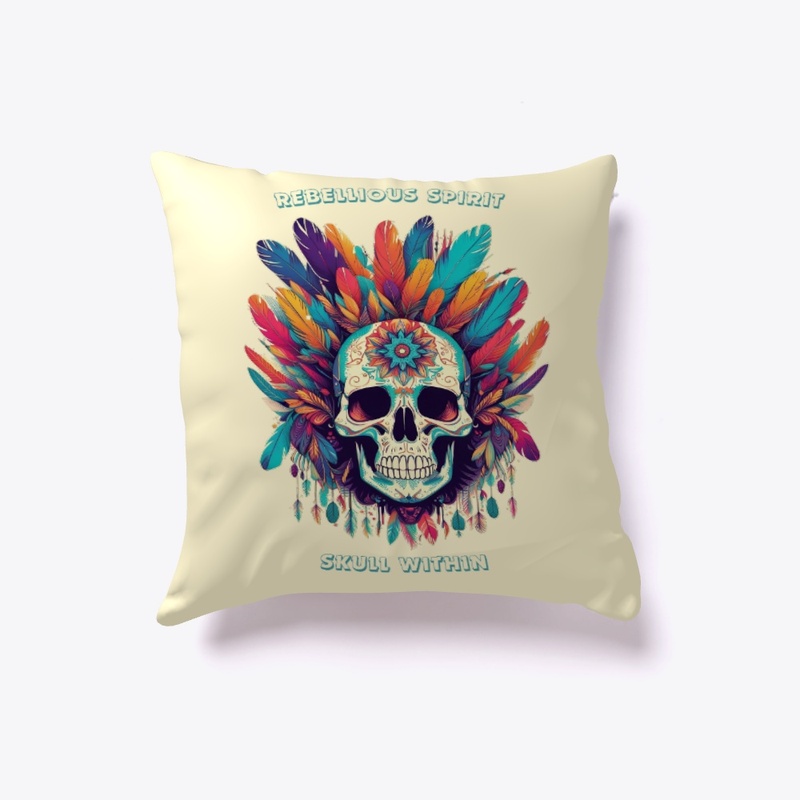Colorful Skull with Feathers