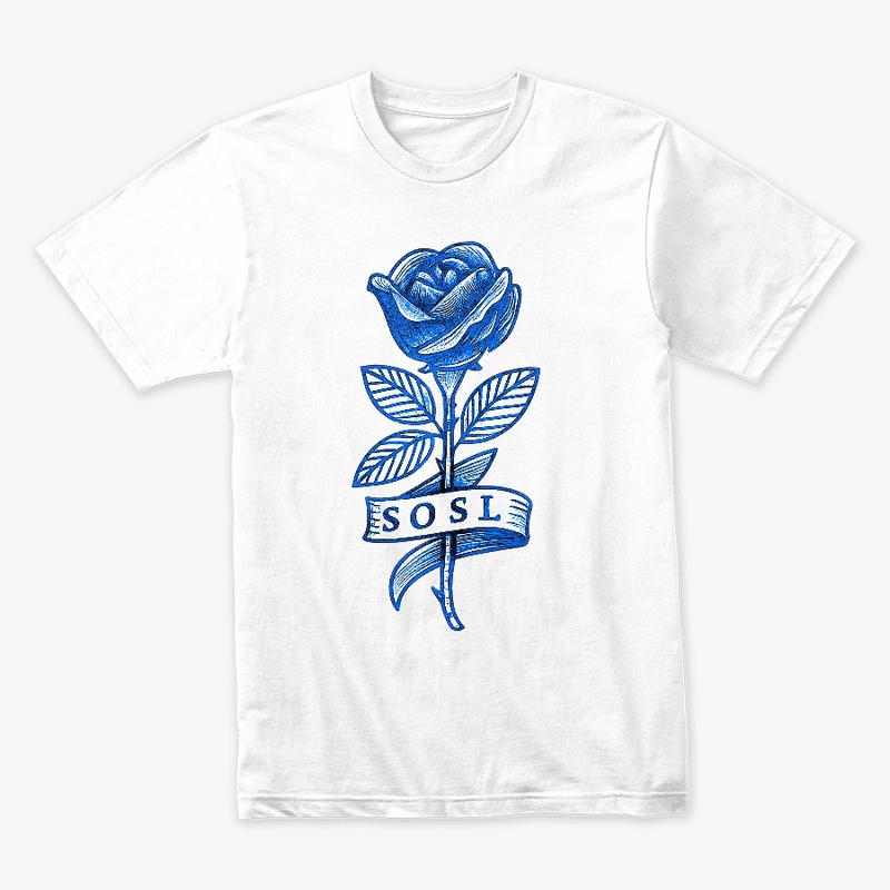 Single Rose in pottery blue colorway
