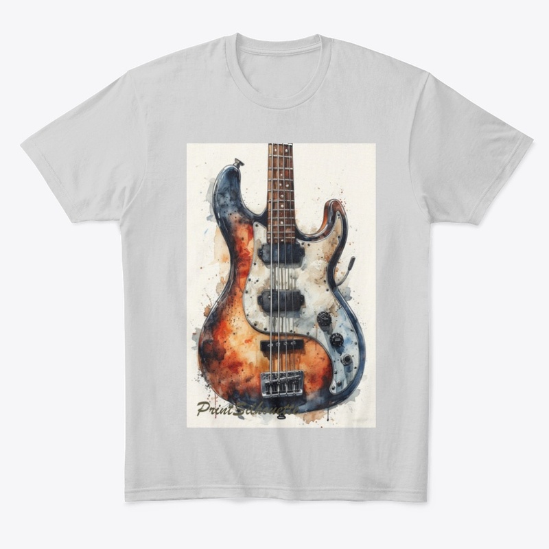 Bass Guitar t shirt watercolor visual