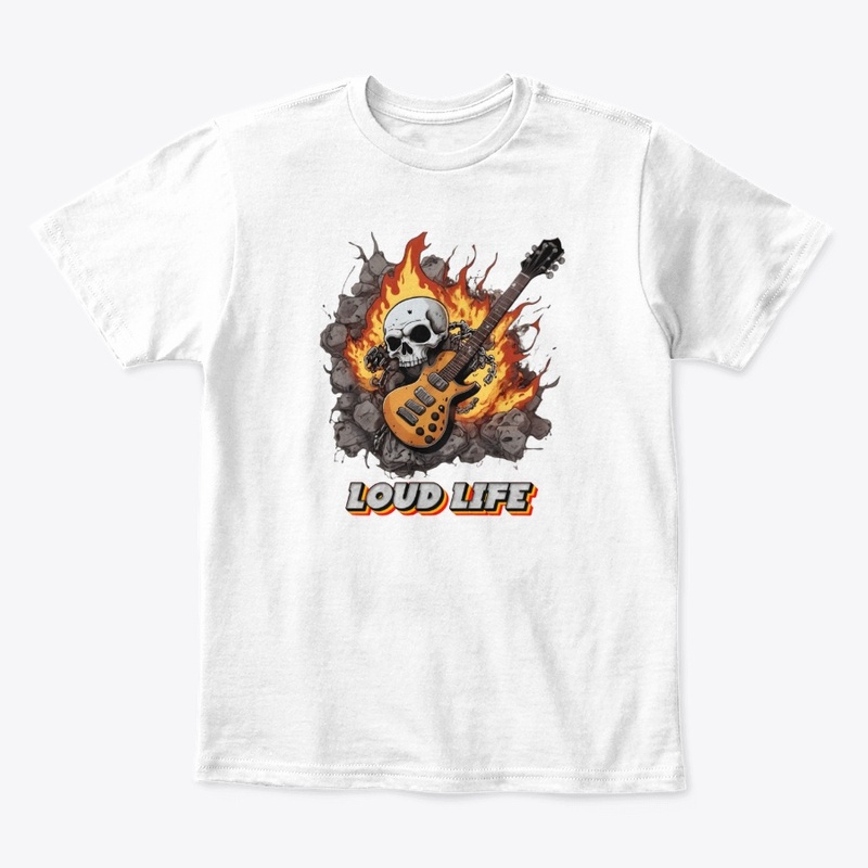 Loud Life – Rock Guitar Skull Flame Art