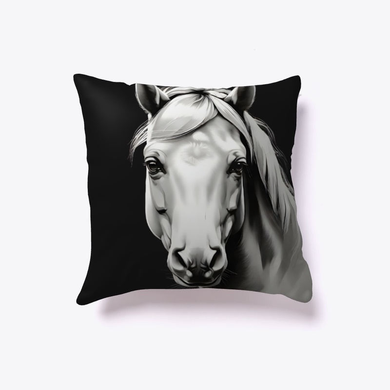 Black and White White Horse Art