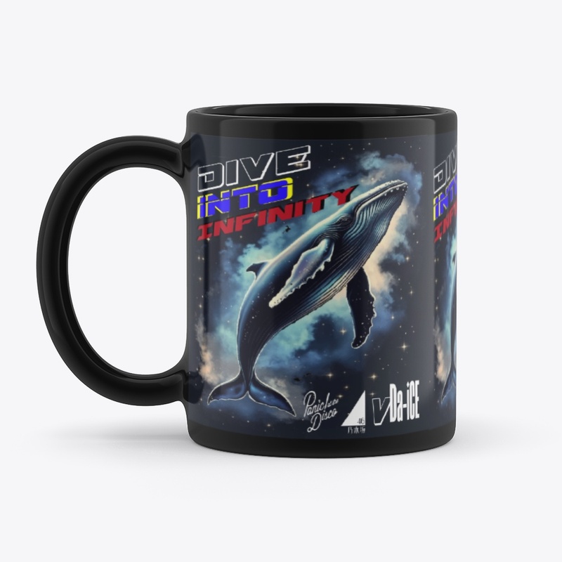 Dive Into Infinity Whale Camping B/W Mug