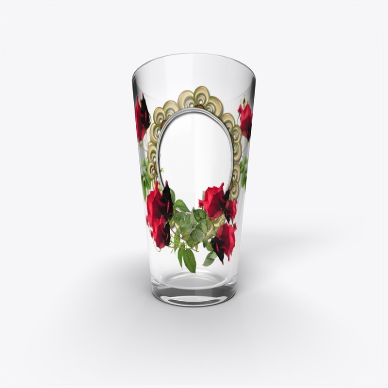 Beautyfull Rose Fream Design on glass
