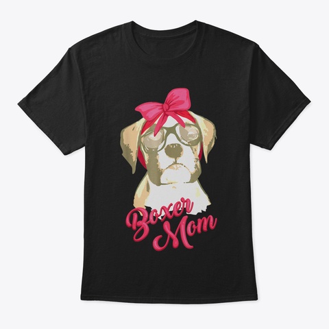 Boxer Mom Funny Shirt  Cool I Heart Boxe Black T-Shirt Front