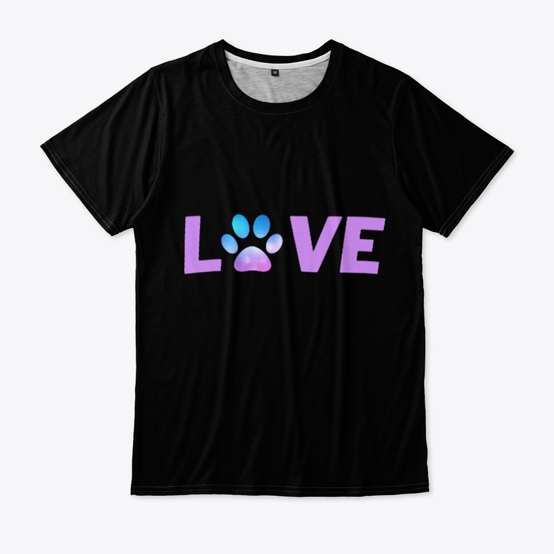 cute dog paw print love t shirt