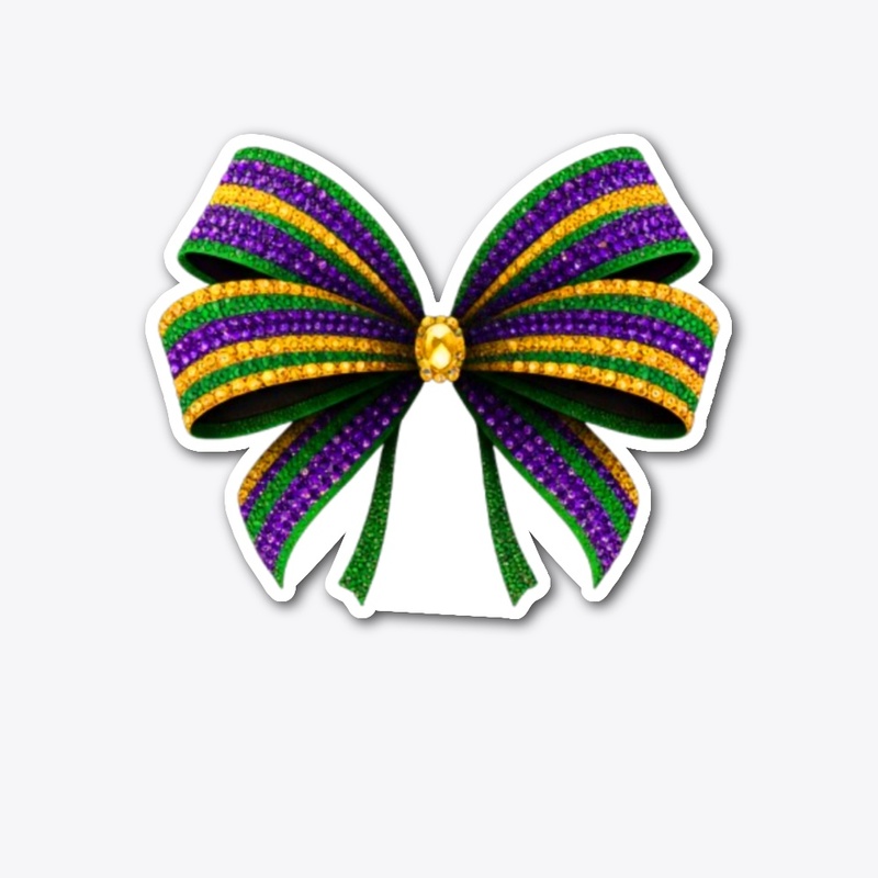 Rhinestones Mardi Gras Bow