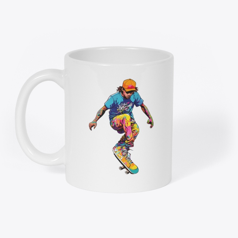 A silhouette of a skater