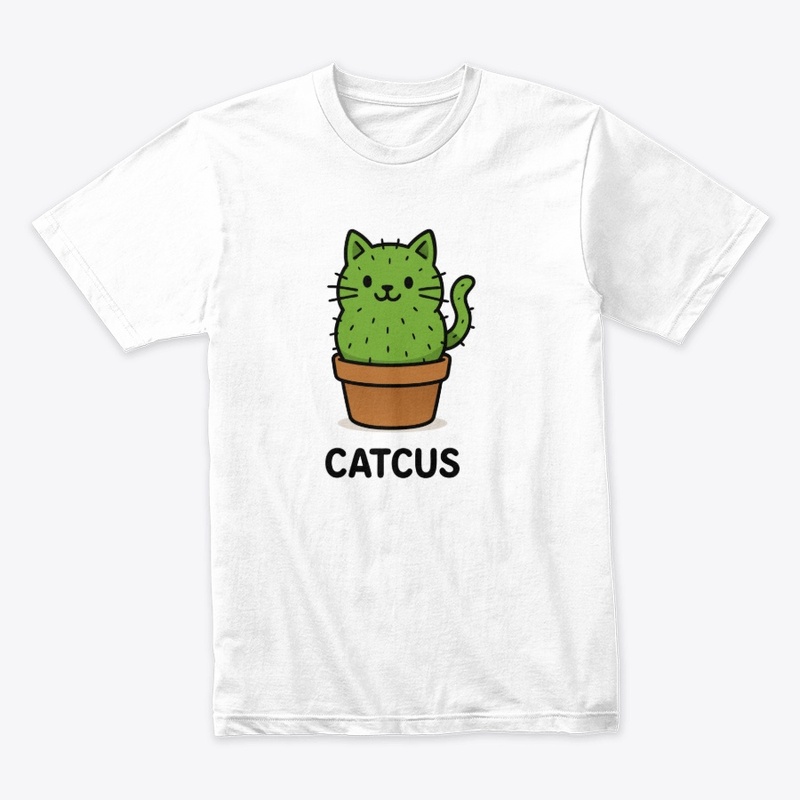 Cute Cartoon Cat Cactus Illustration