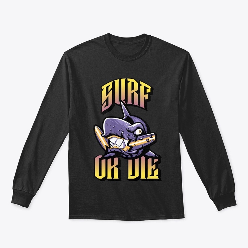 Surf or die purple shark