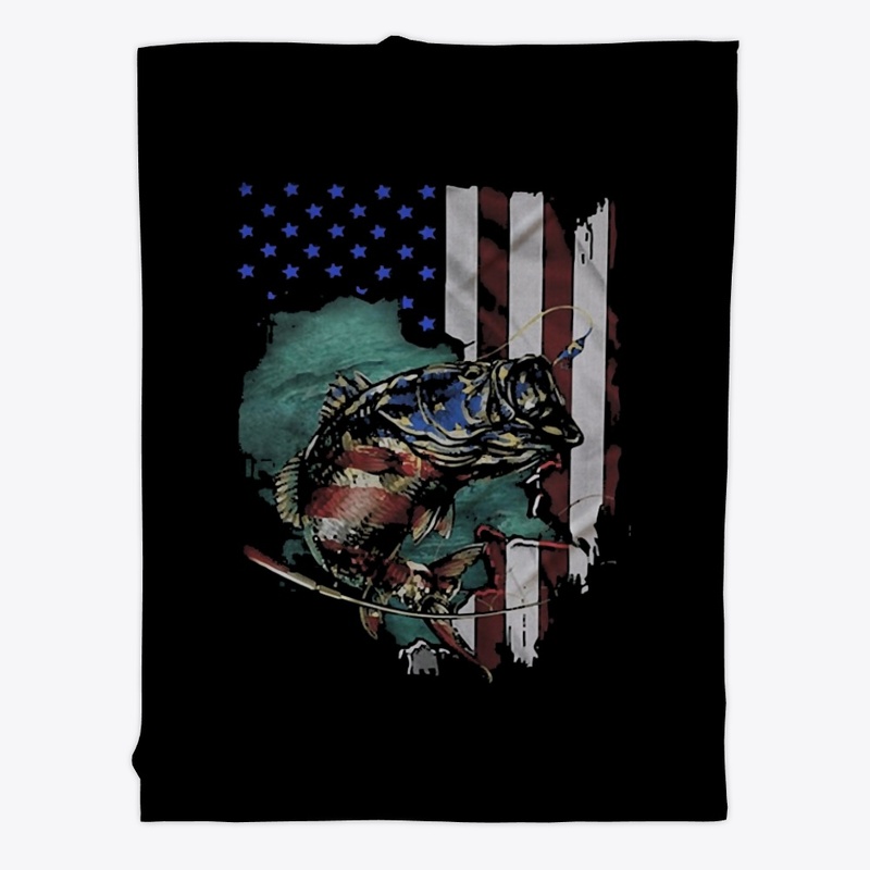 Bass Fishing American Flag