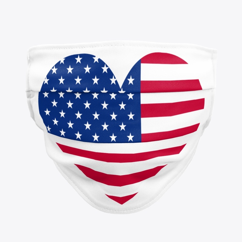 Patriotic Heart Flag Face Mask