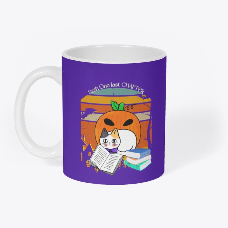 Halloween Cat Reading One last chapter 