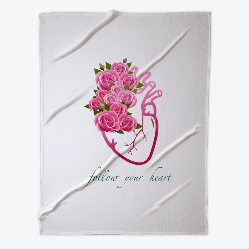 Follow Your Heart Art with Pink Roses