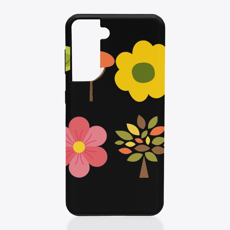 Colorful flowers and trees
