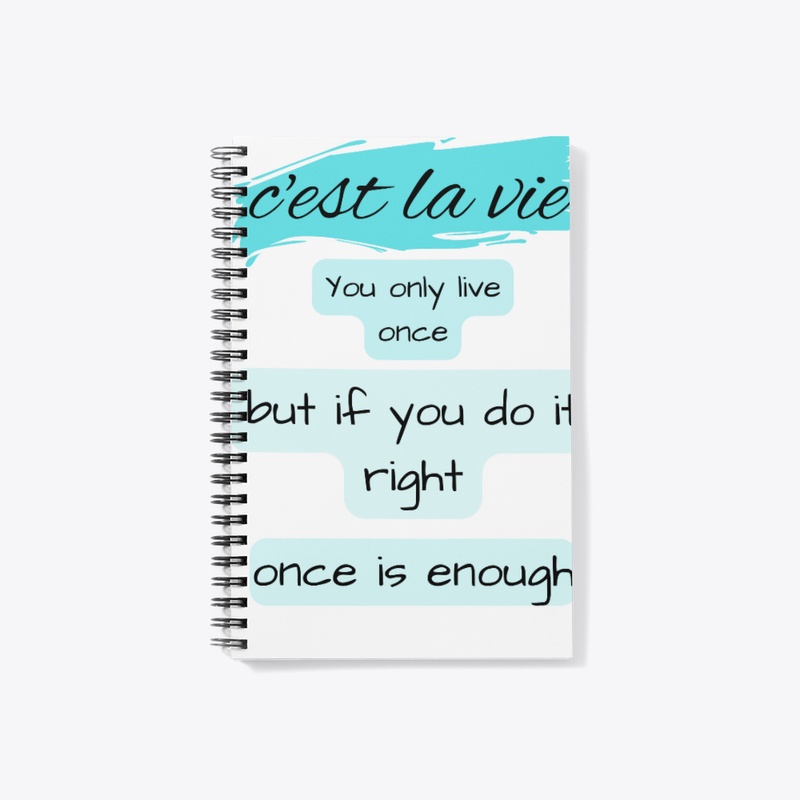 c'est la vie t_shirt with aqua colore