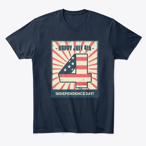 July 4th Independence  New Navy T-Shirt Front