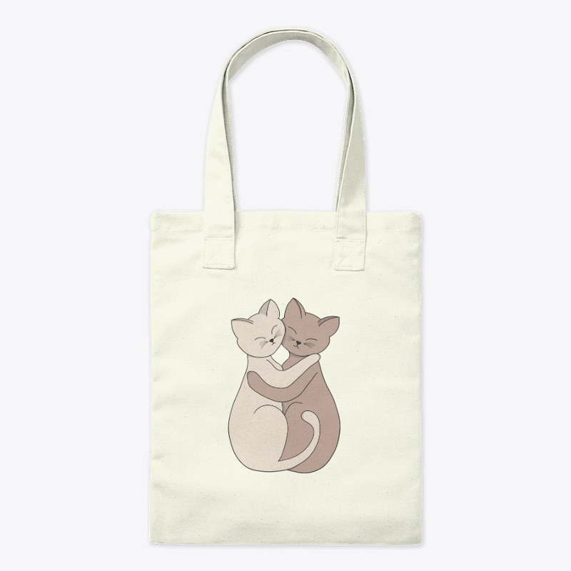 Hugging Cats Friendship Illustration