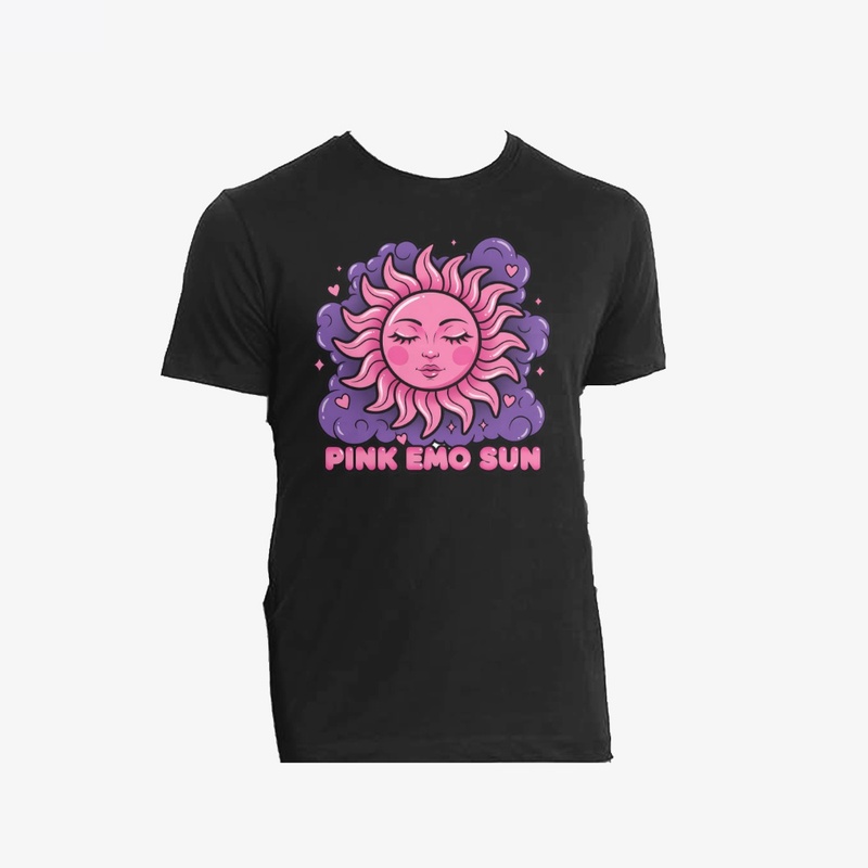 Kawaii Pink Emo Sun Aesthetic Art