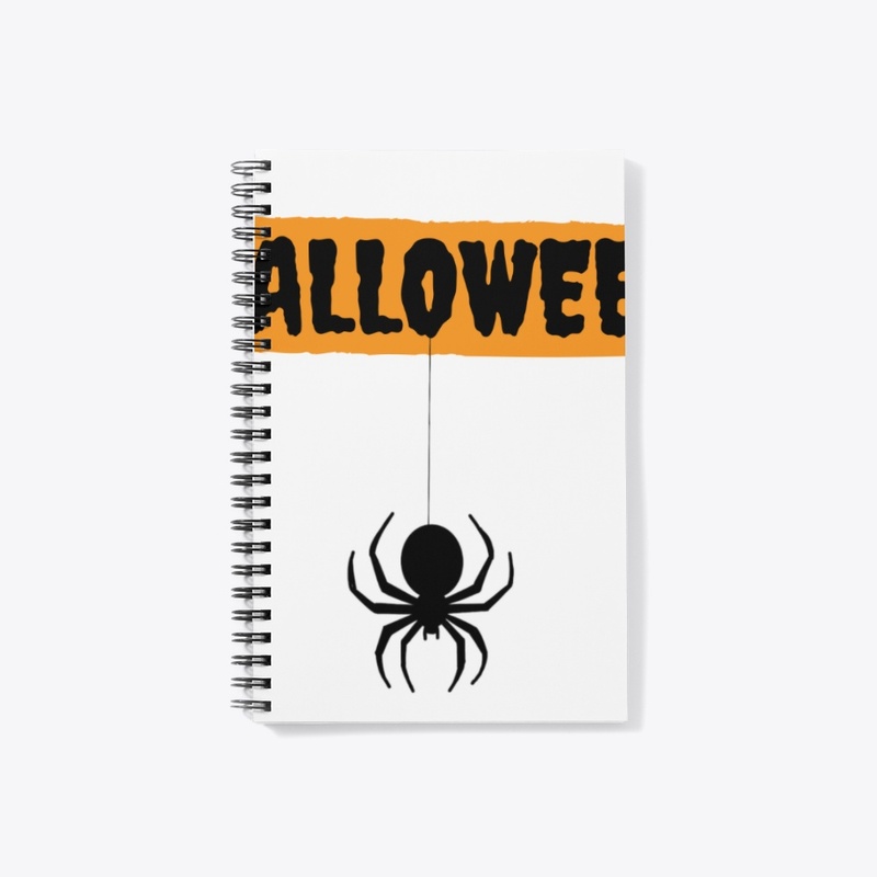 Halloween text and spider design 