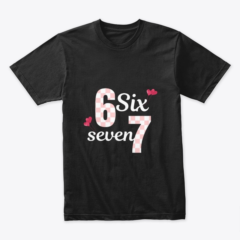 Cute Numbers 6 7 Plaid Hearts Design