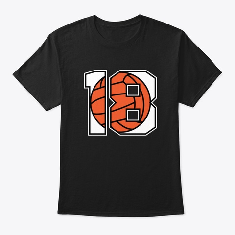 Volleyball 18 Number Black T-Shirt Front