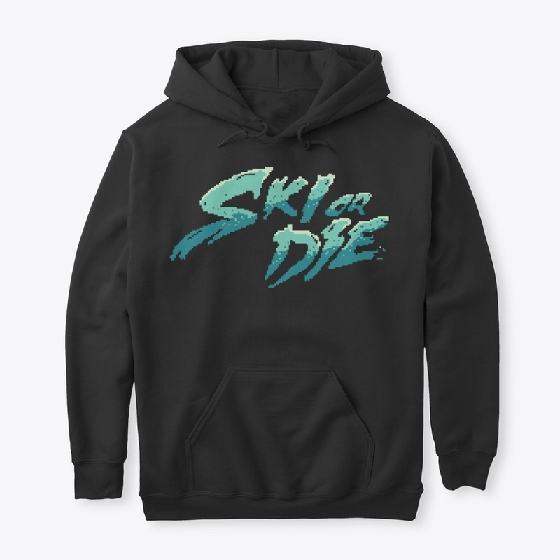 Ice Sunset Ski or die Pixel art Logo