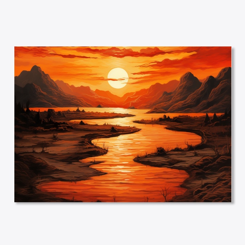 Sunset by the mountains