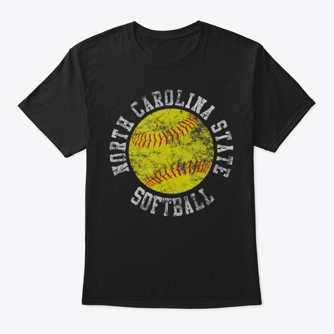Vintage North Carolina State Softball Sh Black T-Shirt Front