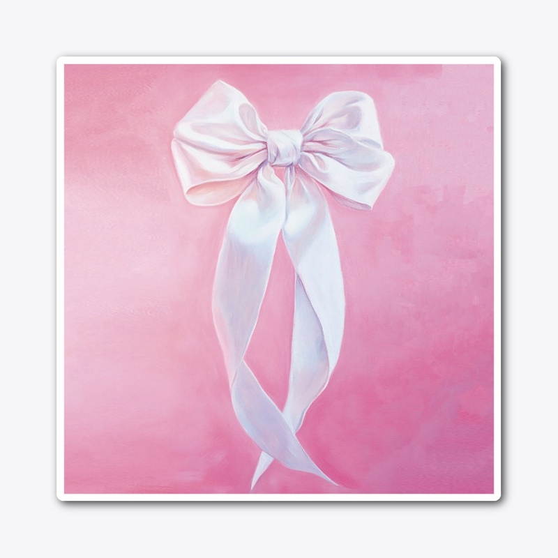 White Bow with Pink 
