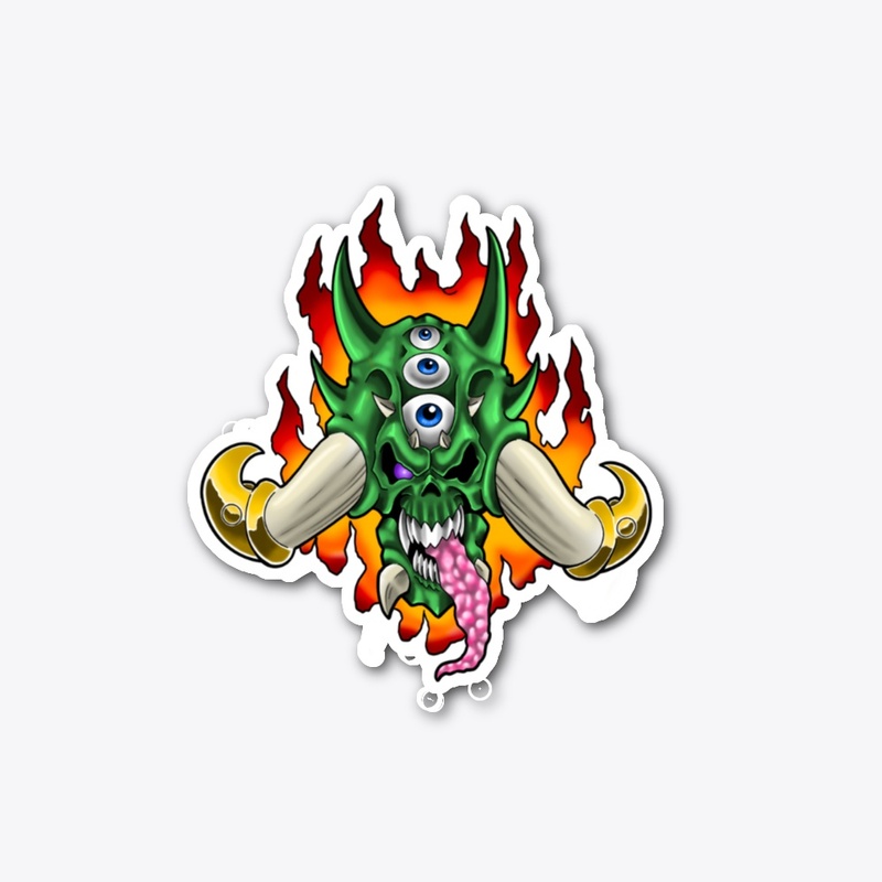 Original Flaming Skull Art. 