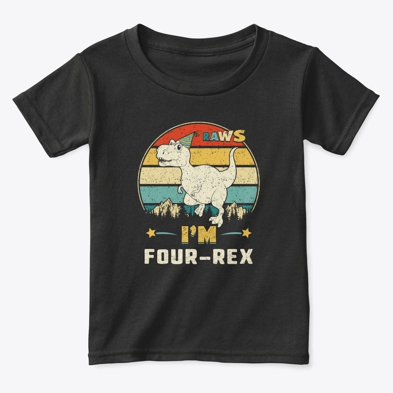 Kids I'm Four-rex 4rd Birthday Boy T Rex