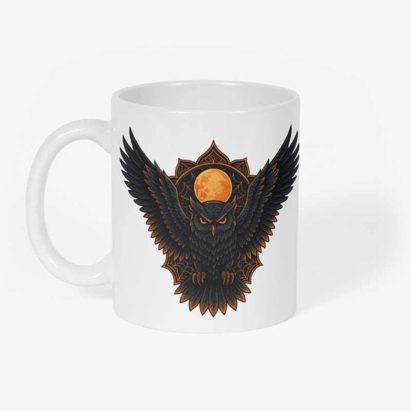 Midnight Owl Under the Blood Moon