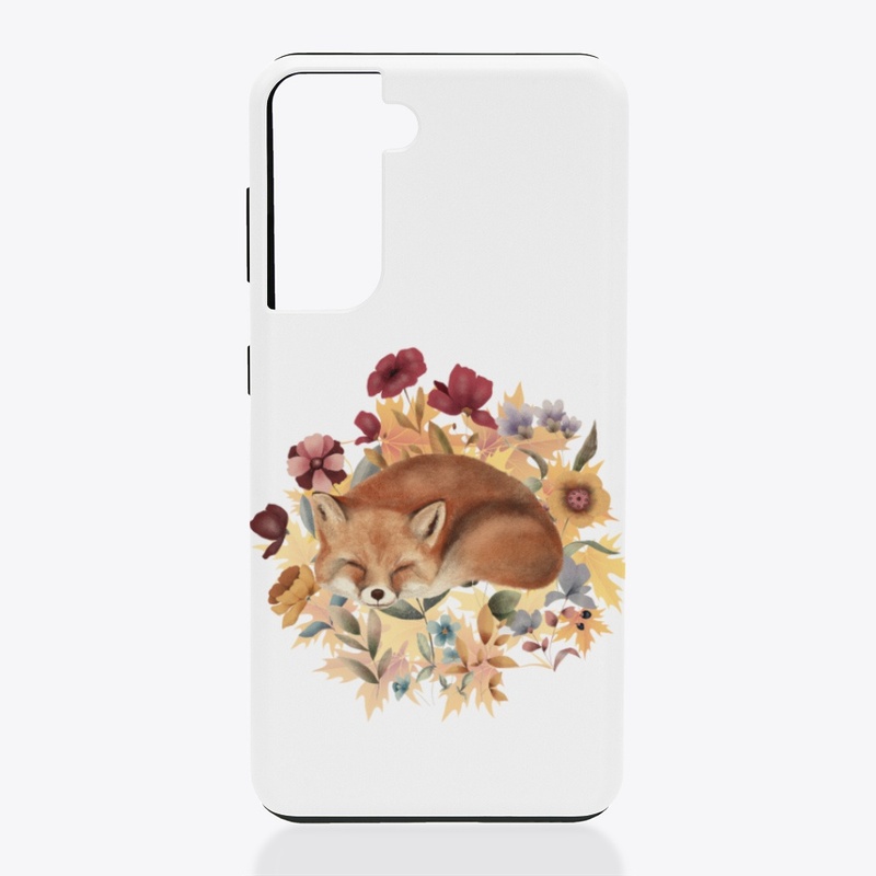 Cute Sleeping Fox With Autumn Vibe