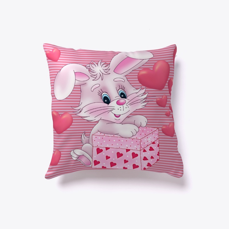 Indoor Pillow bunny with a gift