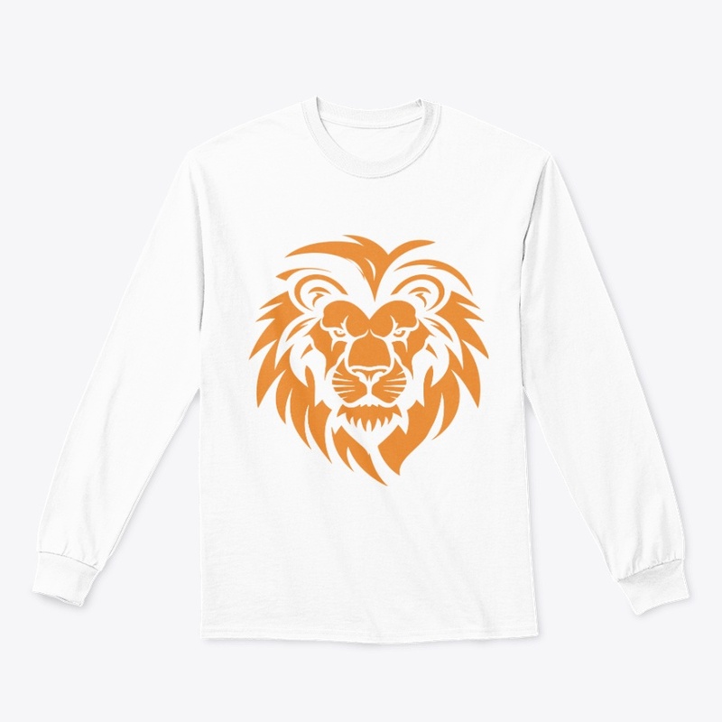 Simple orange lion head silhouette logo