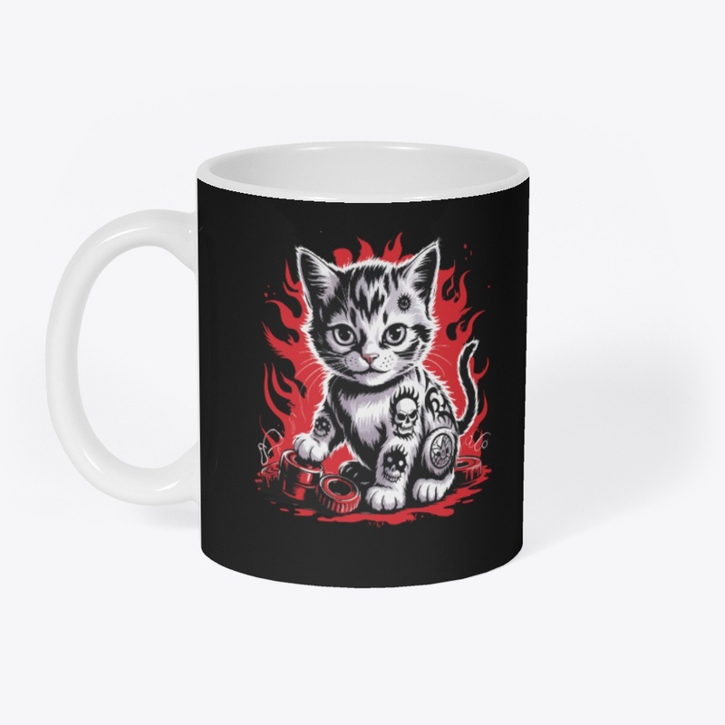 Cat with Tattoos T-Shirt –  Bold Style