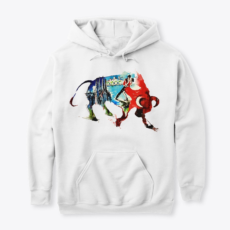 Spain Bull Vintage Travel Watercolor