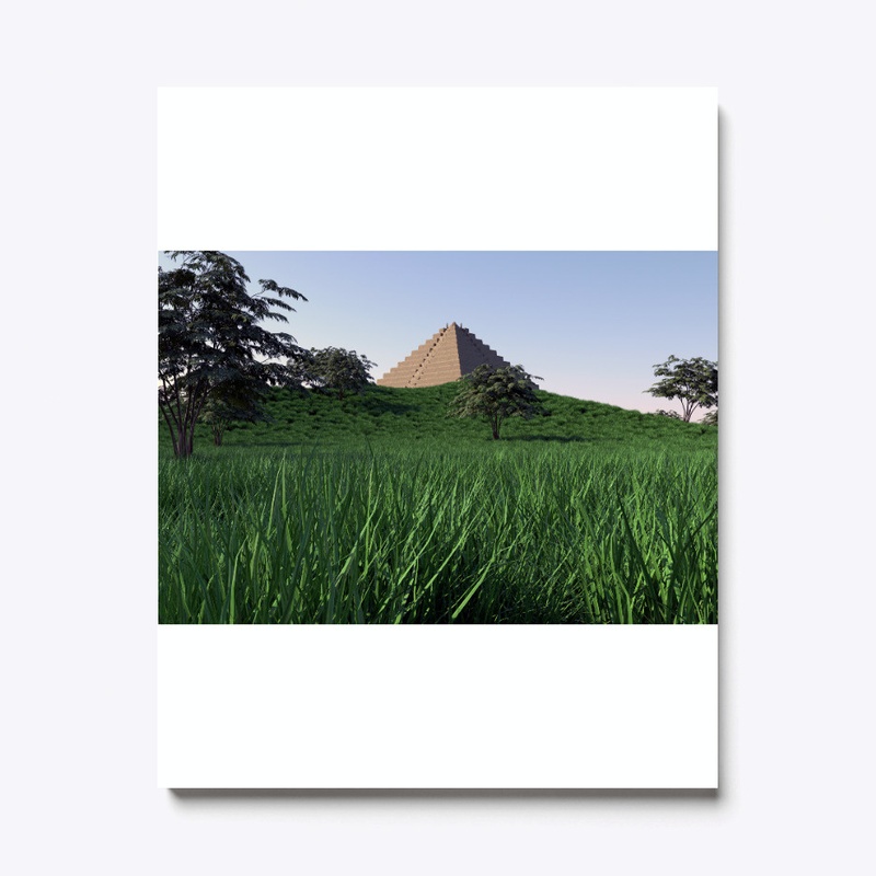 landscape of pyramid trees and grass