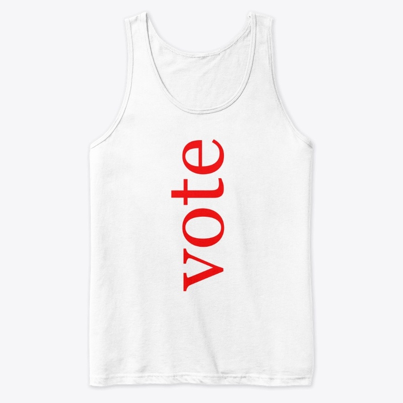 Vote Written in Red Vertical