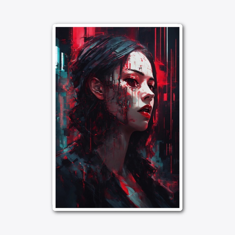 Illustration vampire style of glitch art