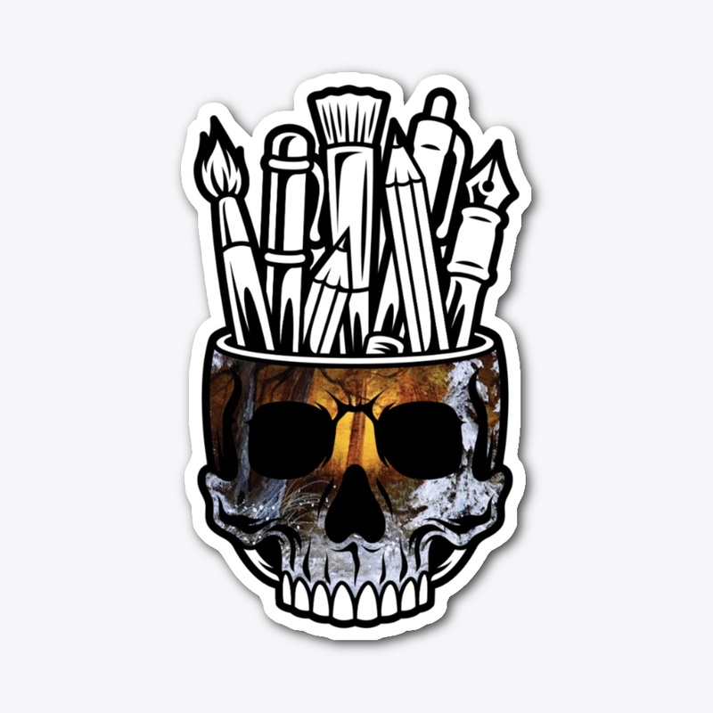 Skull Paintbrush Holder 