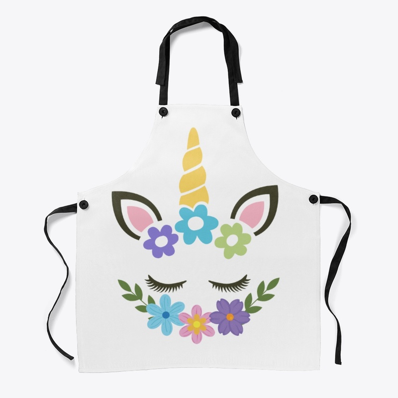 Unicorn Face, Flowers, and Horn