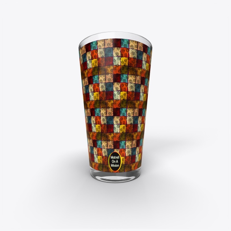 AFRICAN INSPIRED CHECK PRINT GLASS